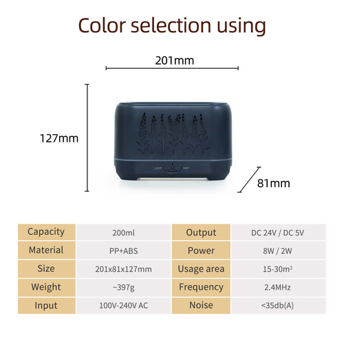 New Ultrasonic 200ml Creative Aromatherapy Machine Hollow Lavender Flame Humidifier Office Home Desktop Type