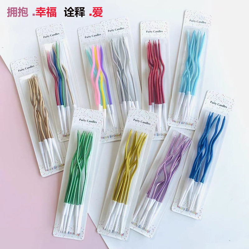 Macaron Curved Six Suction Candles Baking Birthday Cake Candles Colorful Curved Curved Candles