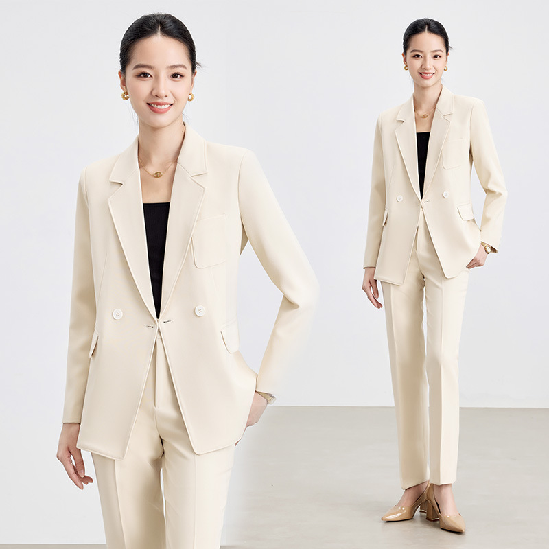 杏色西装套装女2025新款管理层职业正装职场通勤穿搭修身西服外套|undefined