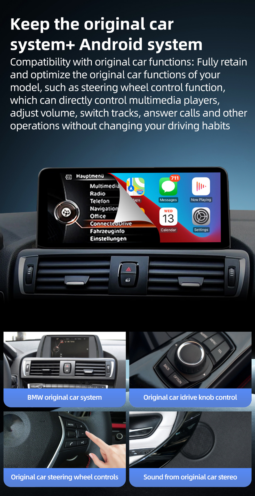 Car-Mounted Central Control Large Screen Navigation System Suitable for Bmw 1 Series 2 Series F20 F21 F22 M2 F87 2013-2016