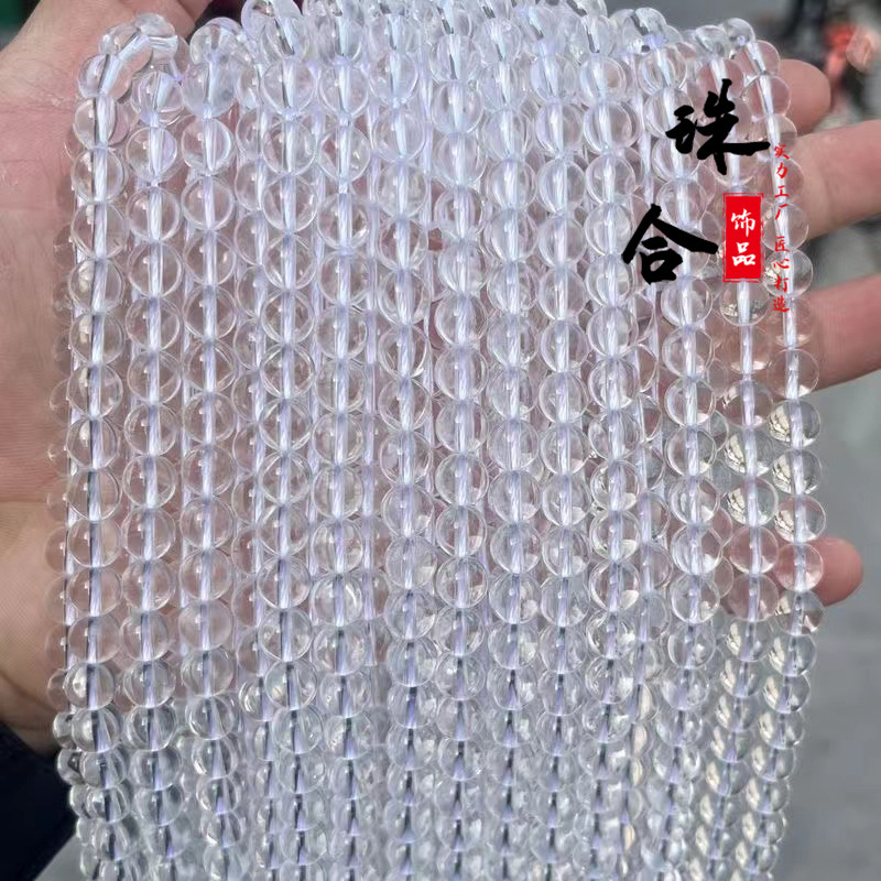 純粋な天然の7a級の白い水晶の圧電の白い水晶の玉の散珠の半製品のdiyのアクセサリのブレスレット