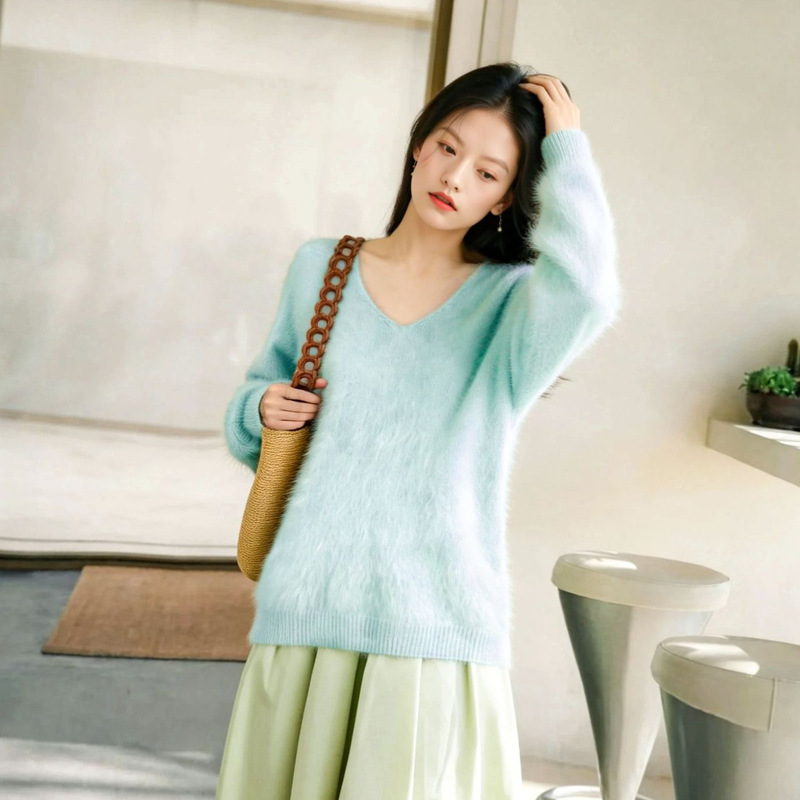 5% Mulberry Silk, 10% Cashmere, 85% Wool Cashmere Brushed Sweater, Lazy Loose Fit, Direct Supply from Tongxiang Brushed Wool Source Factory 5% Mulberry Silk, 10% Cashmere, 85% Wool Cashmere Brushed Sweater, Lazy Loose Fit, Direct Supply from Tongxiang Brushed Wool Source Factory