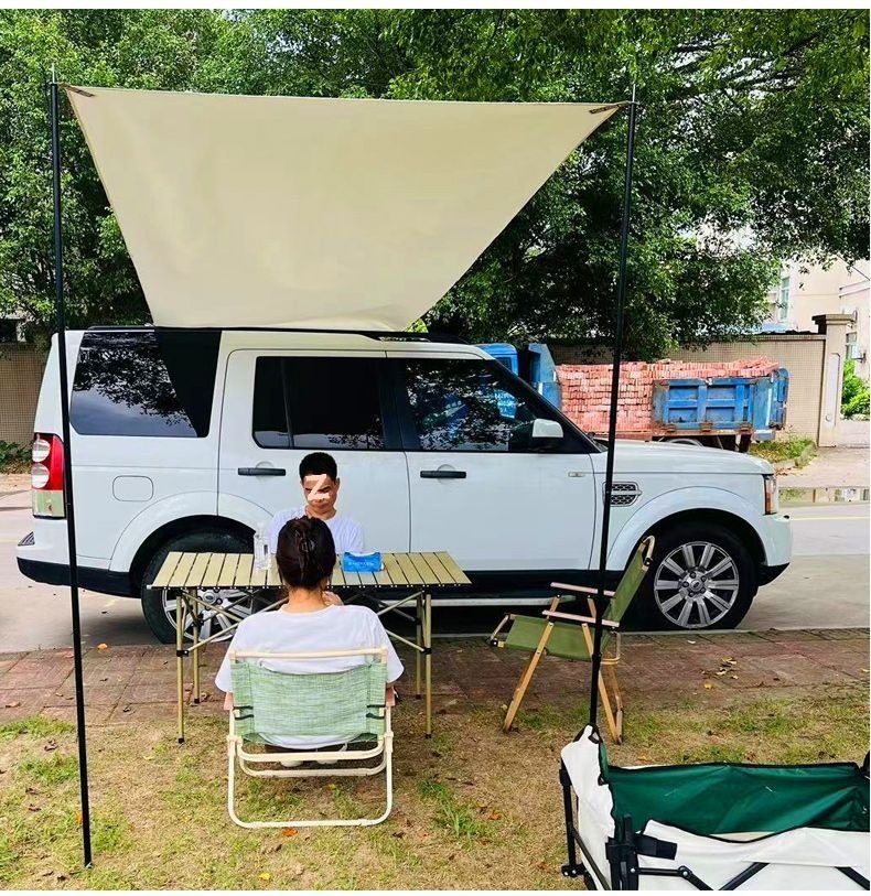 Car side awning, car roof tent, outdoor camping sunshade, camping enlarged black-coated sun and rain protection tent, convenient for vehicle use