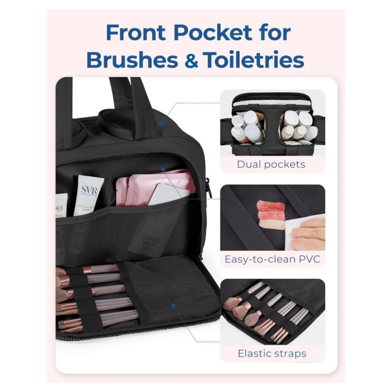 Bolsa de lavado de viaje ligera, bolsa de lavado de apertura ancha, bolsa de maquillaje, bolsa de almacenamiento, bolsa de lavado de viaje