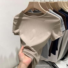 复古高街甜辣短袖t恤女装2025夏季新款修身显瘦短款卡腰正肩上衣