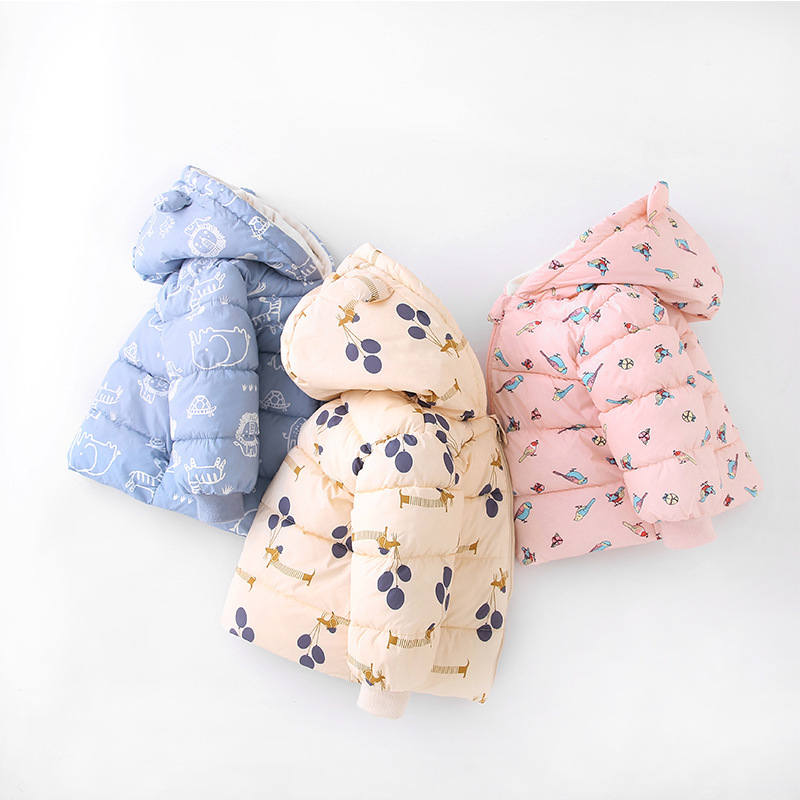 New children plus velvet cotton-padded jacket boys down cotton-padded jacket girls cotton-padded jacket baby thick winter clothes children's clothing coat wholesale