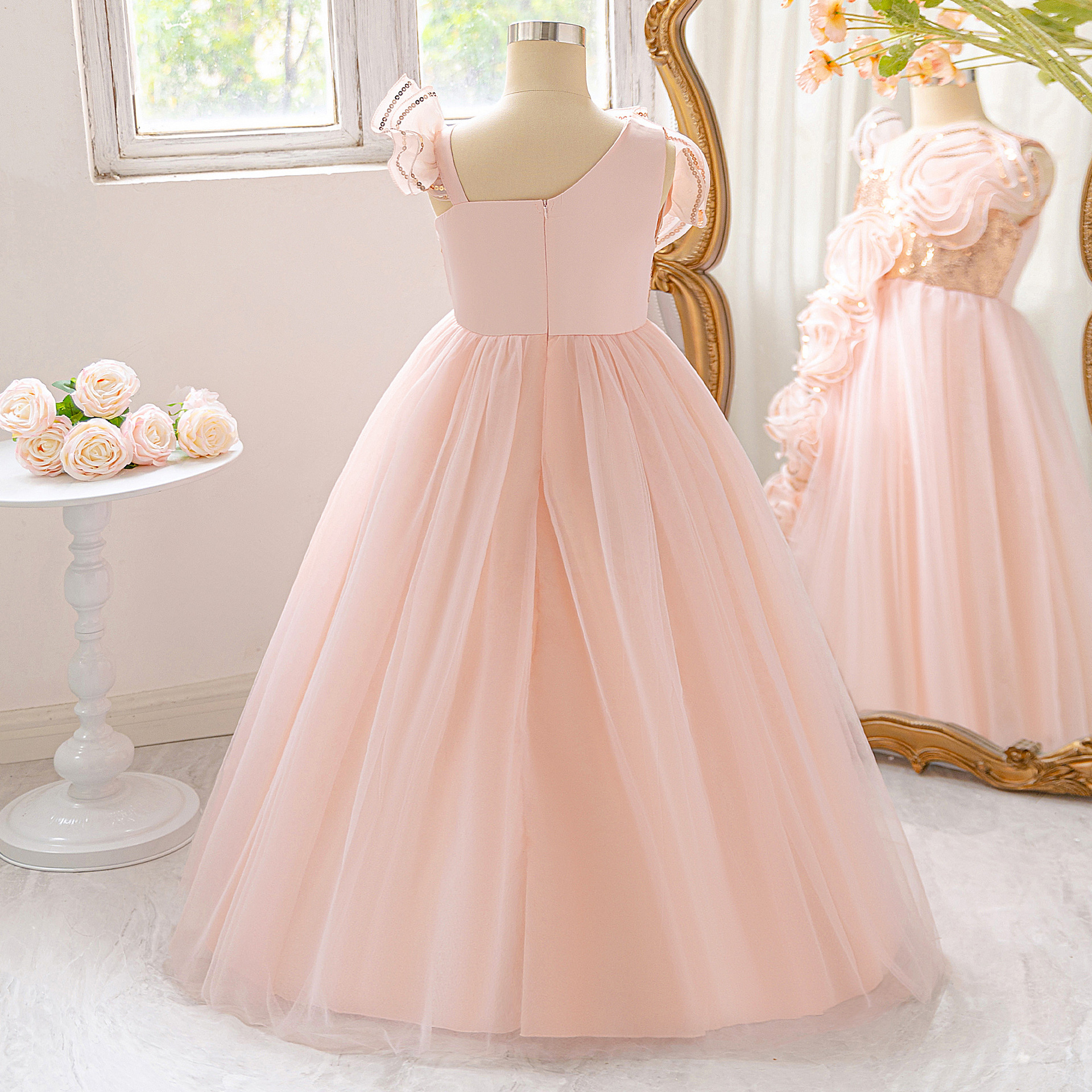 Comercio exterior nuevo estilo vestido para niños vestido de novia de niña vestido hinchado espectáculo de fiesta ropa de pasarela kids dress