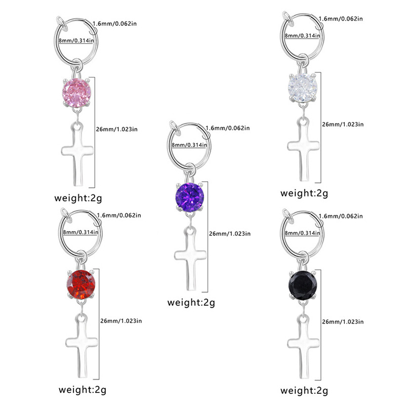 Stainless Steel Non-piercing Cross Belly Button Ring Jewellery_voghion.com