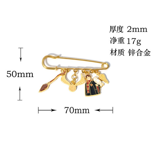Magic Adventure 4 Pendant Anti-leak Buckle Metal Epoxy Cartoon Fan Large Pin Hanging Brooch