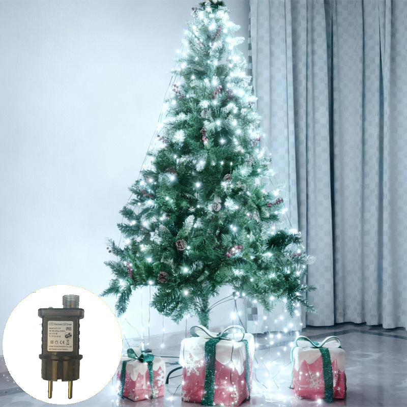 Transfronterizo nuevo anillo de línea de cuero verde oscuro árbol de Navidad iluminación de techo colgante árbol decoración de color iluminación parpadeante LED string