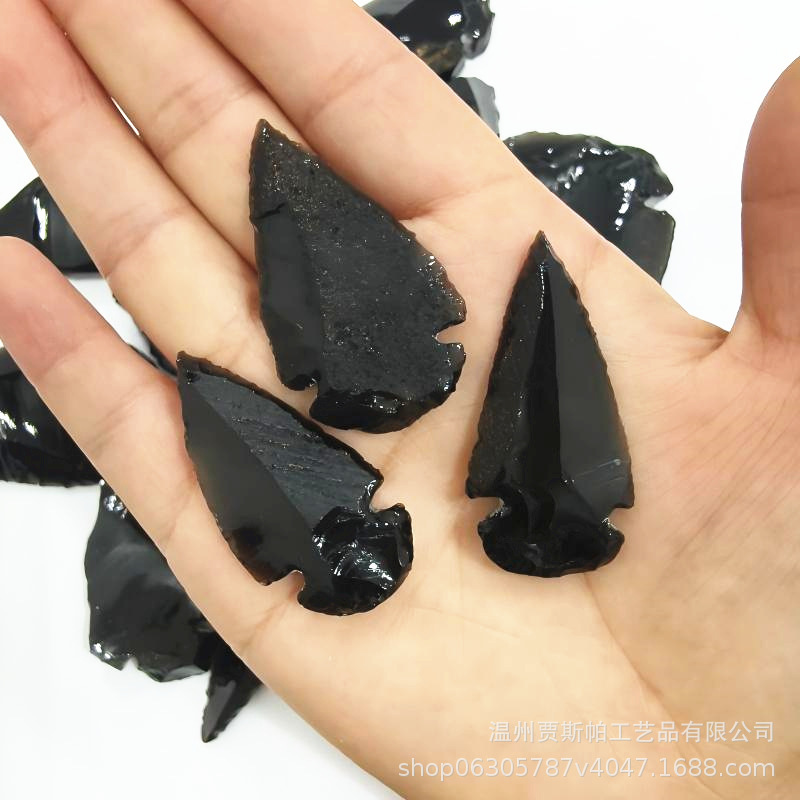 Cross-Border Hot-Selling Natural Obsidian Arrowhead with Skin, Raw Stone Handmade DIY Pendant Necklace, Agate Arrow Cluster Flint Wholesale Cross-Border Hot-Selling Natural Obsidian Arrowhead with Skin, Raw Stone Handmade DIY Pendant Necklace, Agate Arrow Cluster Flint Wholesale