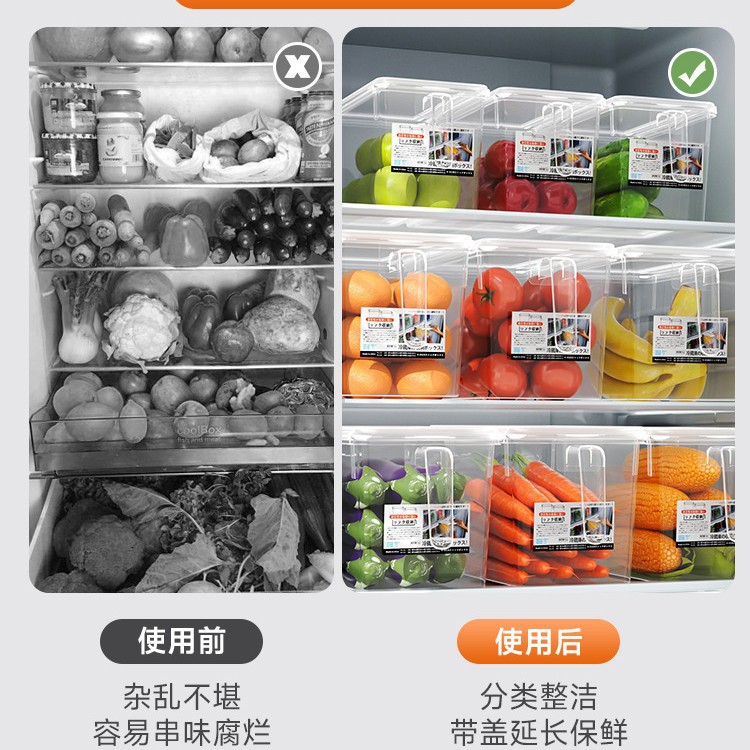 Caja de almacenamiento de refrigerador de grado alimenticio, caja de preservación de frutas y verduras de cocina, acabado especial, artefacto mágico, huevo congelado, caja de饺os