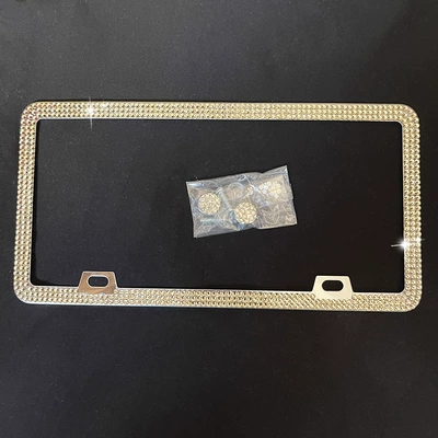 Diamond license plate frame license plate frame US gauge license plate frame new national standard aluminum alloy license plate frame manufacturers occasionally (License plate holder/license plate holder) - us-gauge-white-rhinestone