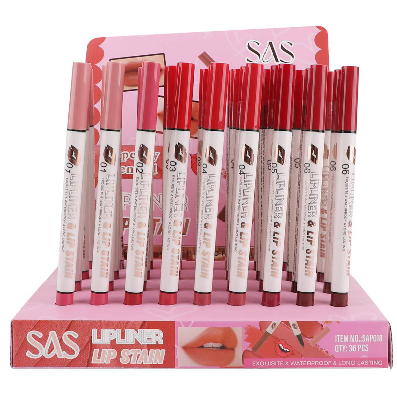 (caja de exhibición) USHAS Europa y América transfronterizos maquillaje lápiz de color de lápiz de color de labios impermeable mate efecto de maquillaje SAP018