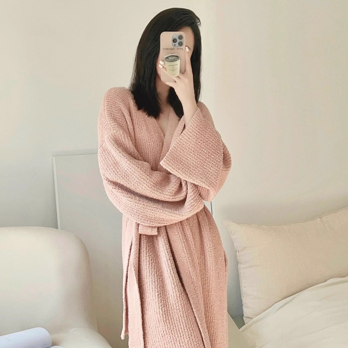 겨울 여성용 프랑스 고급 잠옷, 순수 벨벳 가디건, 순수 정욕 스타일 잠옷, 플러시, 소프트, 홈웨어, 잠옷