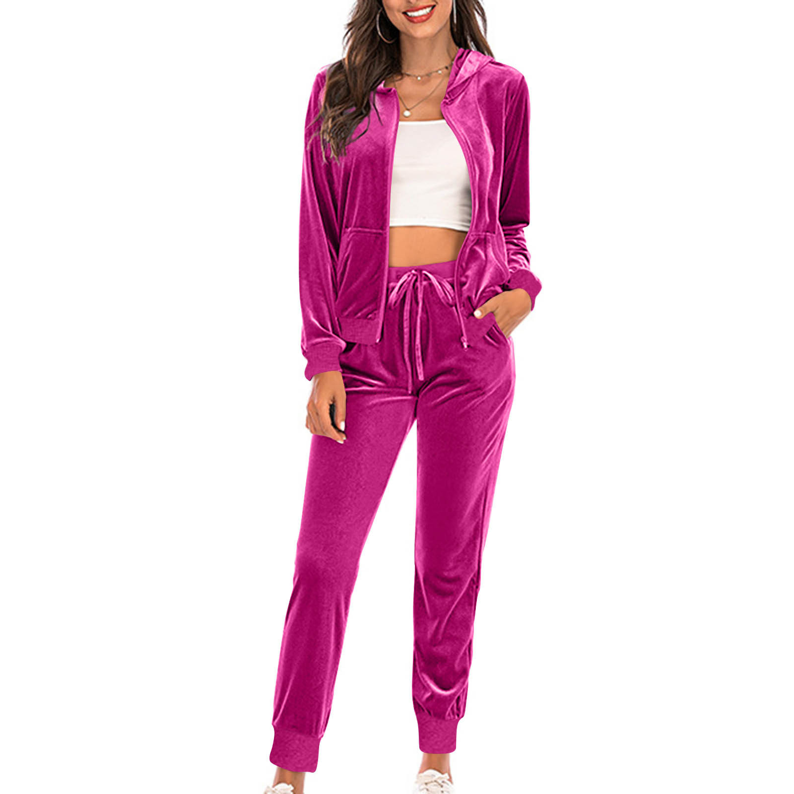Solid color jacket for leisure with hood with zipper