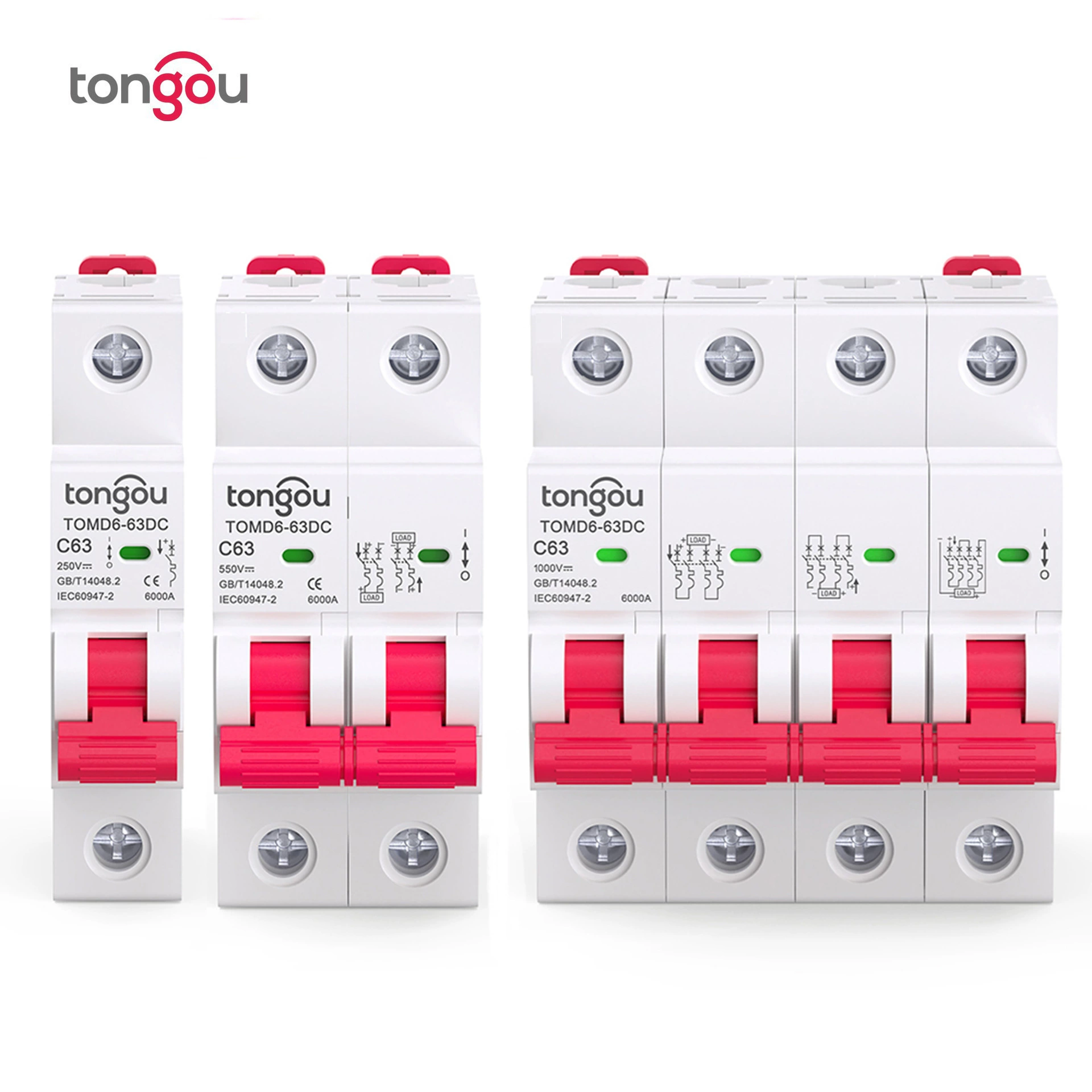 PV DC DC небольшой автоматический выключатель 1P2P4P солнечной 63A DC воздушный выключатель PV микро-сломанный MCB трансграничный