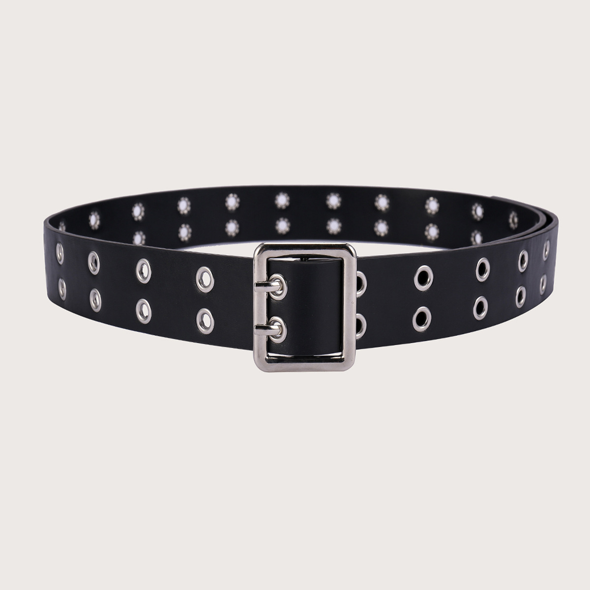 Fábrica al por mayor de las mujeres hebilla cinturón moda las mujeres doble fila agujero de aire decorativo jeans cinturón las mujeres