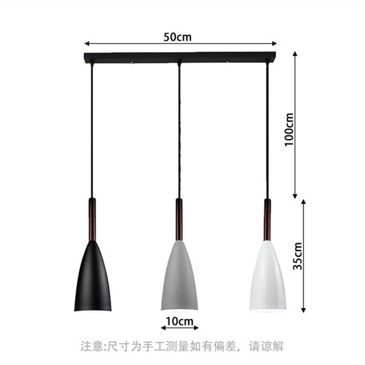 Lámpara de comedor de estilo nórdico, simple y moderna, comedor gris blanco y negro de tres cabezas, sala de estar, dormitorio, barra de bar, candelabro pequeño