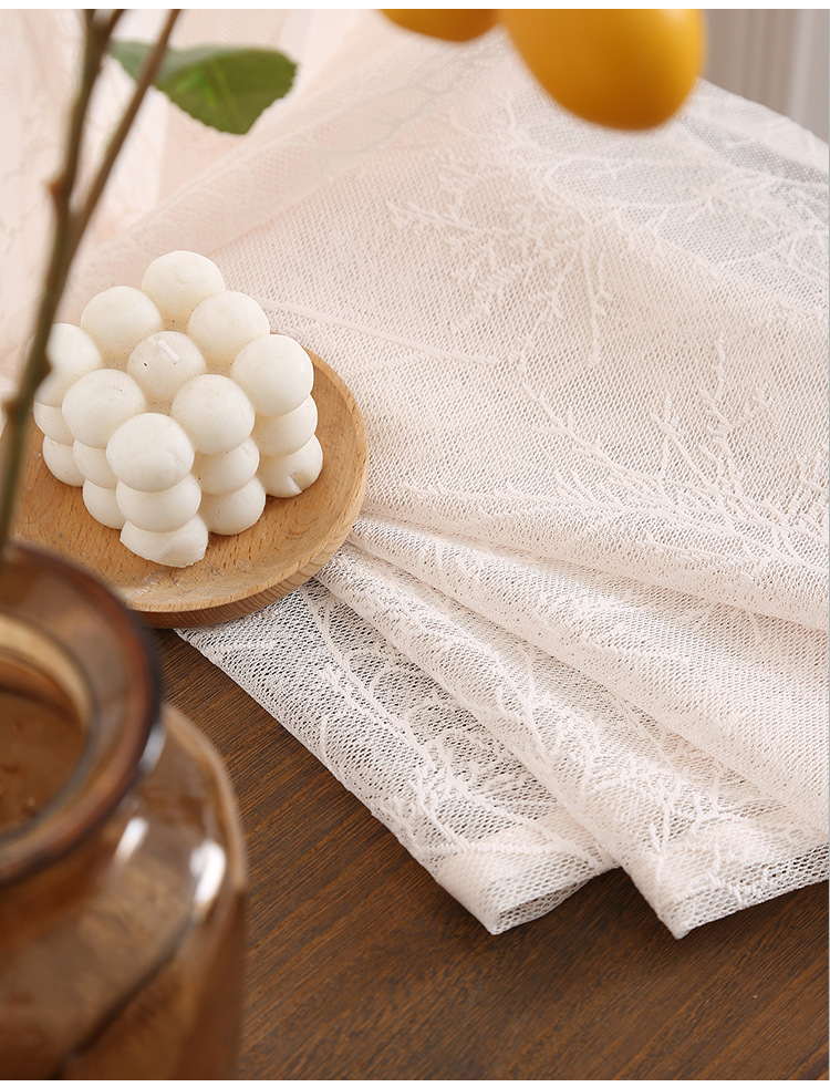Simple Foundation Branch Lace Curtains Living Room Kitchen Balcony Study Lace Semi Shading Decorative Curtains_voghion.com