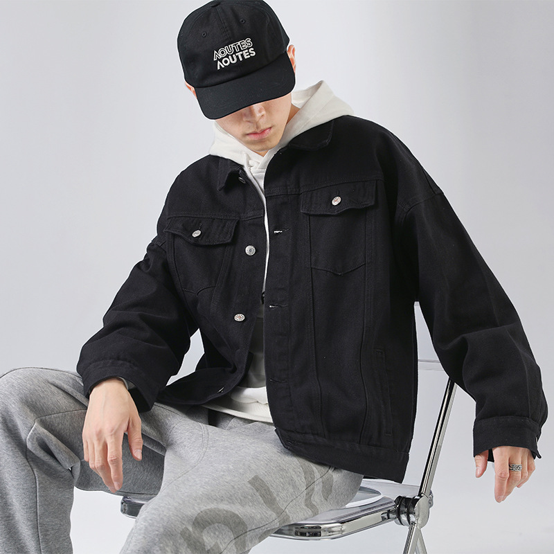 DBN chaqueta de mezclilla blanca para hombres y mujeres BF estilo coreano suelta ropa de trabajo casual de pareja superior de moda chaqueta japonesa