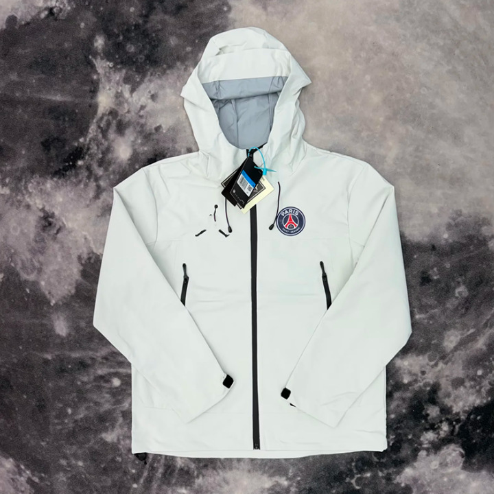 Jordan Paris Saint-Germain Hardshell Jacket Lightweight Seam-Sealed White