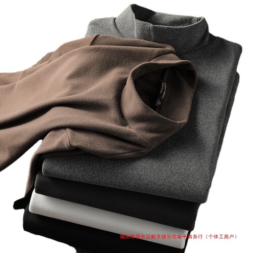 Cross-border winter new style thick velvet half-high collar double-sided velvet men's base shirt warm and comfortable top