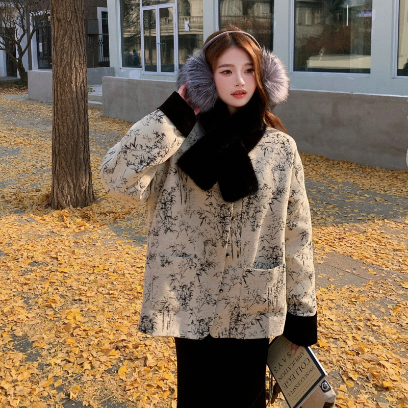 Real Shot of New Chinese-Style Chenille Jacquard down Jacket for Women, 2026 Winter New Fashion, Stylish and Thickened for Warmth