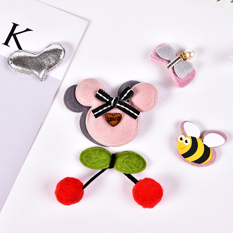 韩版布艺立体公仔发饰配件 DIY冲棉卡通儿童发夹头饰鞋包材料辅料