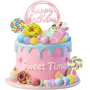 24 Pieces of Donut Party Cake Decoration Lollipops Donut DIY Ornaments Dessert Table Baking Table