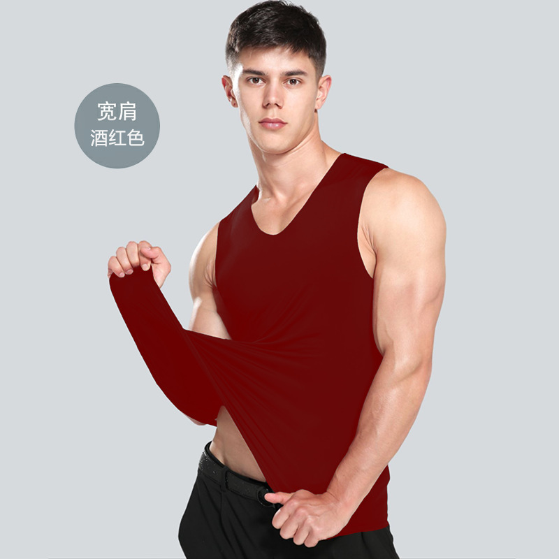 Traceless ice silk vest men's summer youth thin sports fitness men's sleeveless bottoming top tide generation wholesale