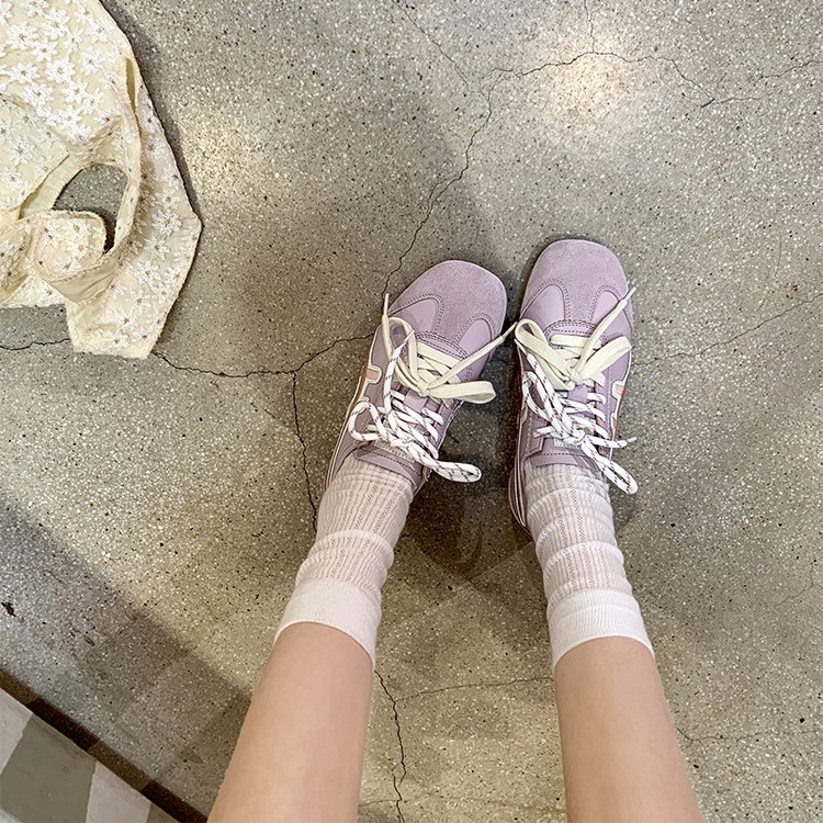 Versión de cuero de vaca, Su Yan, el mismo tipo de zapatos de chicas de doble cordón, zapatos casuales de altura aumentada, zapatos de entrenamiento de mujeres, zapatos de entrenamiento de mujeres