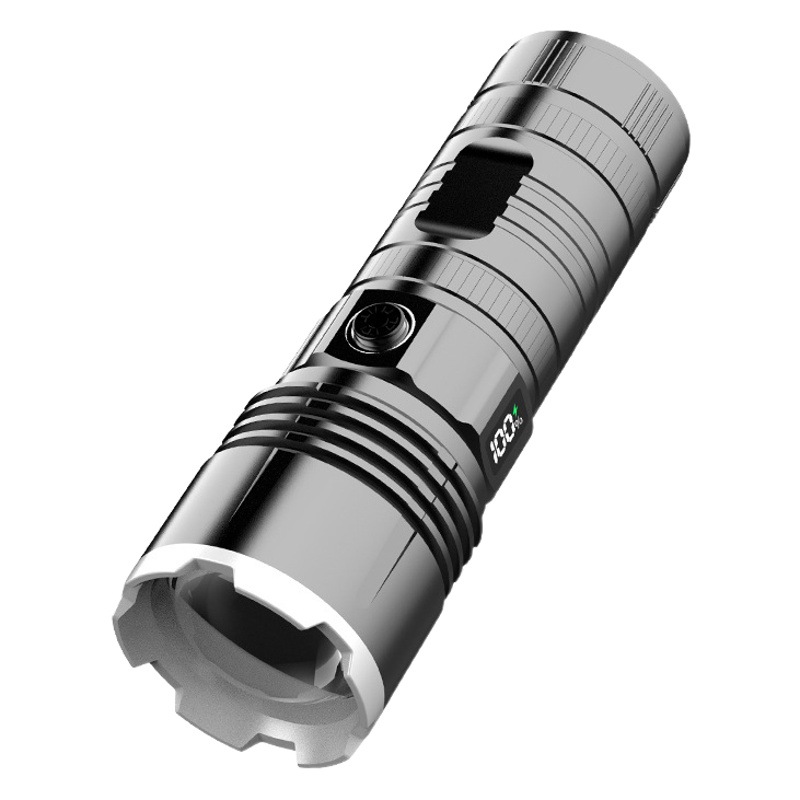 Generación LCD linterna láser tipo C carga rápida de tiro largo zoom telescópico linterna al aire libre linterna de luz fuerte