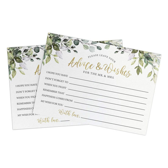 50 Pct Eucalyptus Plant Decoration Wedding Cards Bridal Showdown Games and Gift Cards