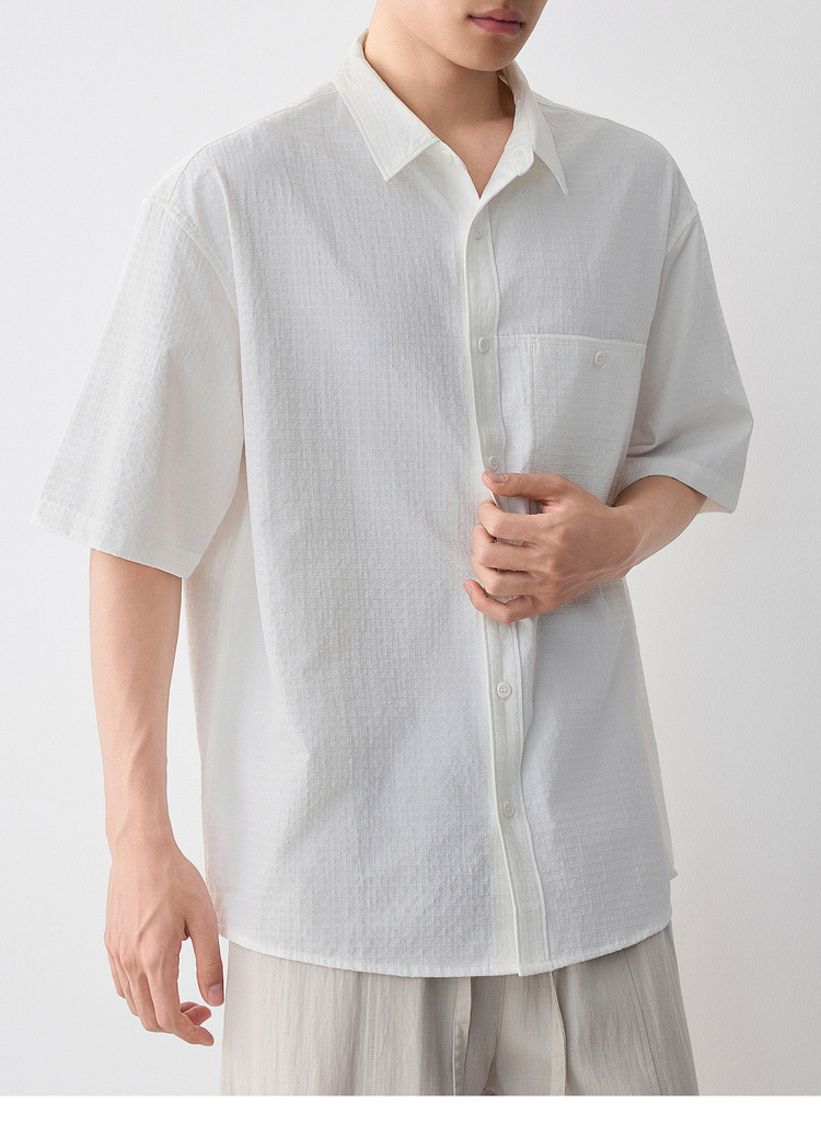 Áo sơ mi nam dài tay công sở chất liệu cotton phom thường — trắng chi tiết 19