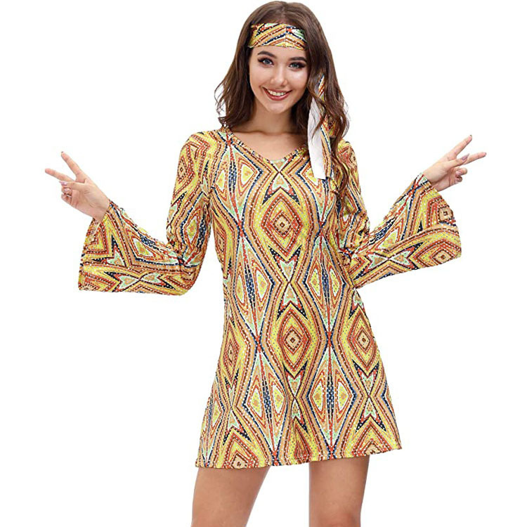 Cross-Border European and American Women's Clothing 2026 Halloween Party Dance Costume Pullover Flared Sleeve Sequin Dress Short Dress Cross-Border European and American Women's Clothing 2026 Halloween Party Dance Costume Pullover Flared Sleeve Sequin Dress Short Dress