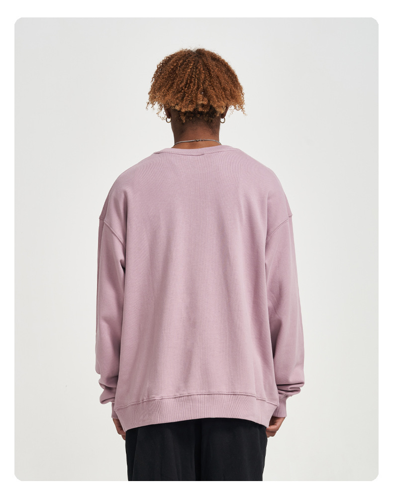 Solid Colour Crew Neck Sweatshirt For Men In Premium Cotton_voghion.com