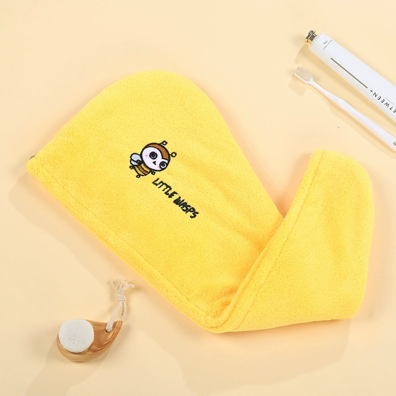 Coral velvet hair towel, soft dry shower cap, scarf, wholesale, increased thickness, internet celebrity, with embroidery