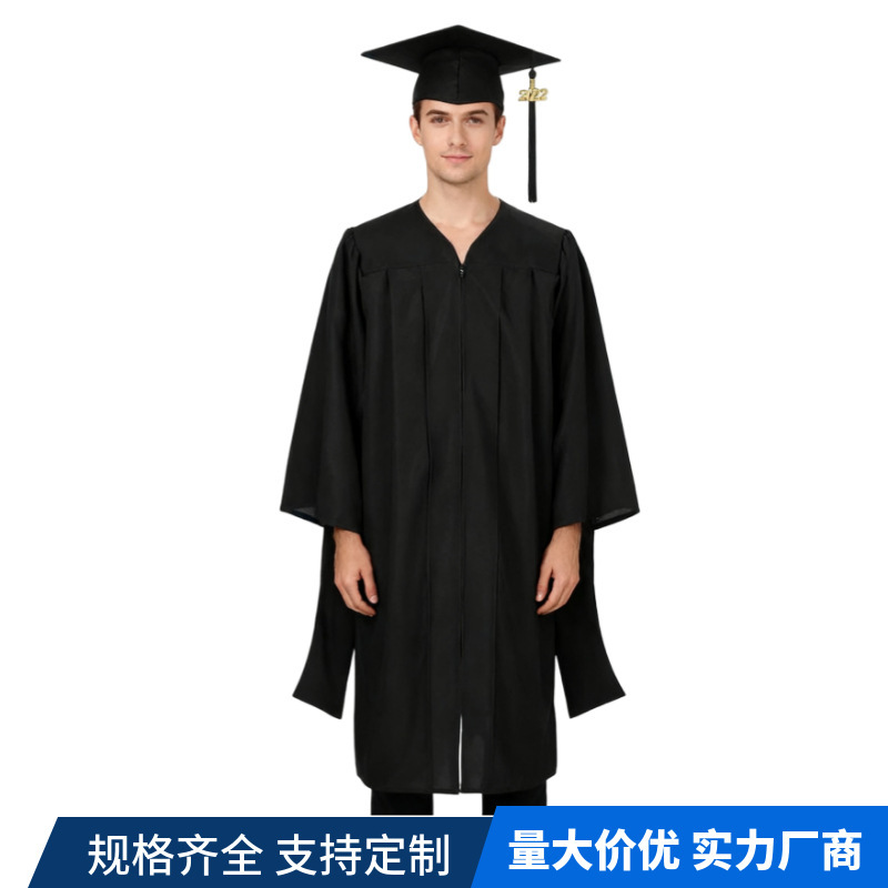Graduation Gown Master's Robe Set Degree Gown Ceremony Attire Matte Material Amazon Same Style Cross-Border College Style