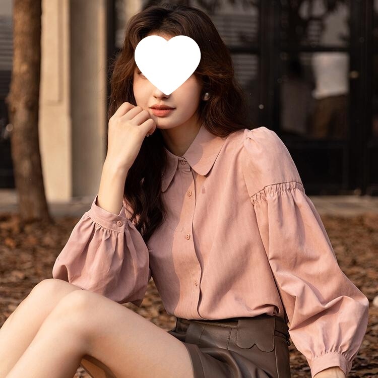 Pink women's shirt with brushed thickened velvet surface, 2026 autumn and winter Korean version slim-fit lace inner top