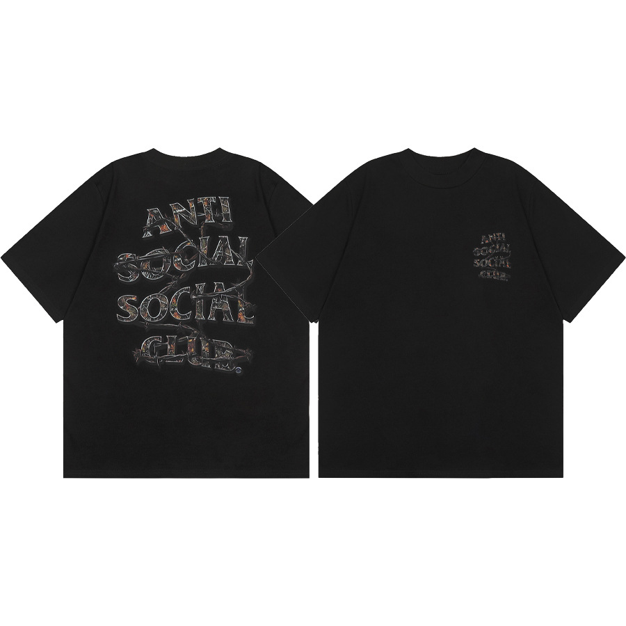 Versión correcta ASSC Club de dibujos animados relámpago impresión conjunta cuello redondo de los hombres Jersey pareja manga corta Camiseta moda