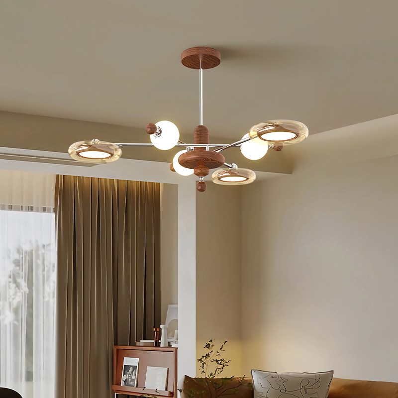 madera de estilo de nuez antiguo espíritu de nuez pasillo dormitorio lámparas silenciosas medievales frijoles retro platillos voladores techo lámpara superior