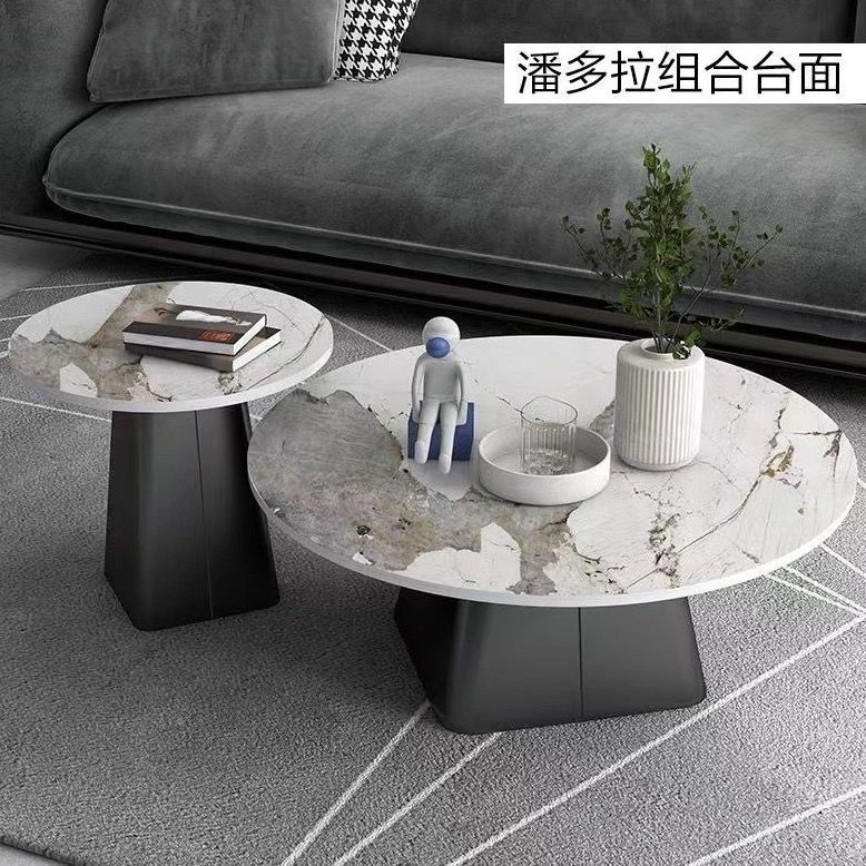Luz y lujo moderno mesa de té redonda de tabla de roca sala de estar casa pequeña mesa de té redonda mesa de estudio