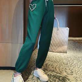 巴掌家时尚高腰九分休闲裤子春秋季2021年新款显瘦宽松束脚卫裤女