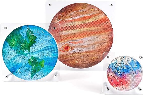 跨境热销透明亚克力拼图框架展示架木星木制拼图高级家居装饰厂家