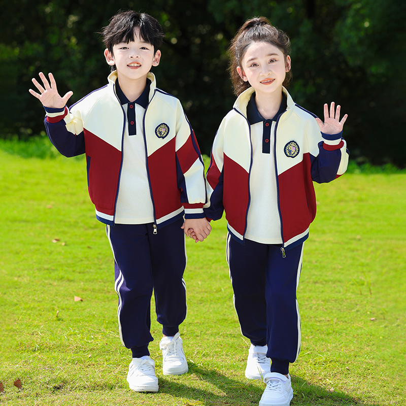 幼儿园园服春秋季中小学生校服学院风红色运动四件套大班班服套装|undefined