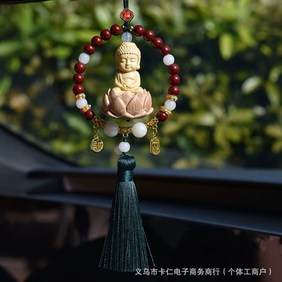 Car hanging Ornament, 18-Seed Car Pendant, Multi-Treasure - peaceful-buddha-charm-green