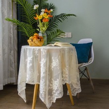 蕾丝餐桌布布艺法式镂空白色茶几布台布长方形圆桌拍照野餐布盖布