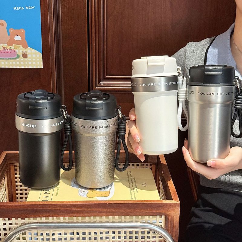 简约轻奢咖啡杯男生高颜值双饮水杯便携真空保冷随行不锈钢杯子|undefined