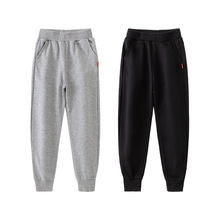 儿童裤子男童卫裤针织毛圈棉80%中大童纯色空白运动裤春秋新款跨